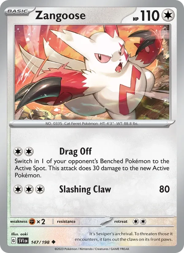 Zangoose 147/198 Scarlet & Violet Pokémon card