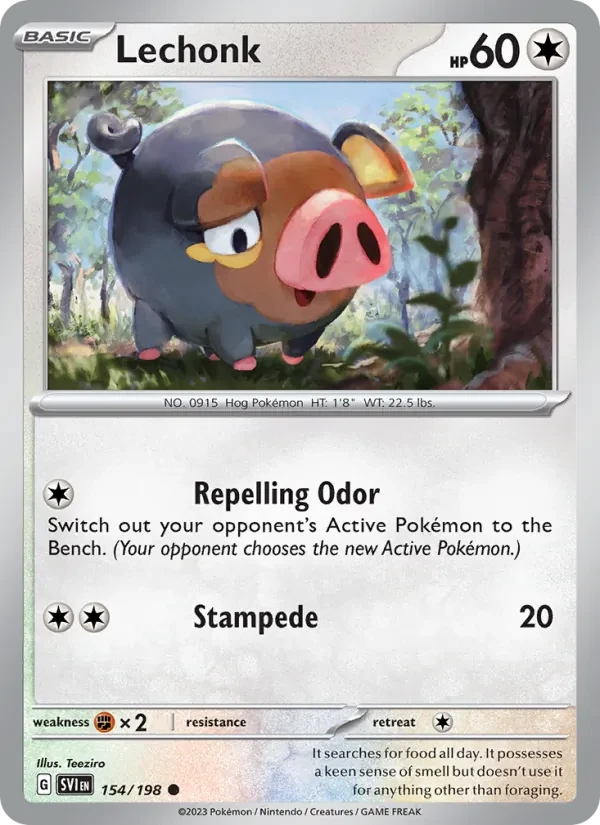 Lechonk 154/198 Scarlet & Violet Pokémon card
