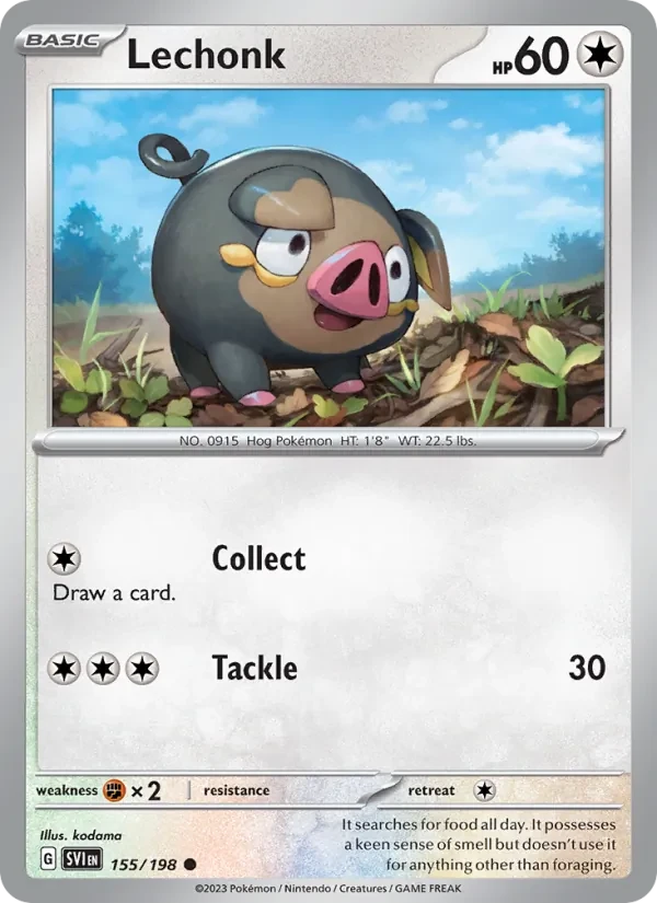 Lechonk 155/198 Scarlet & Violet Pokémon card