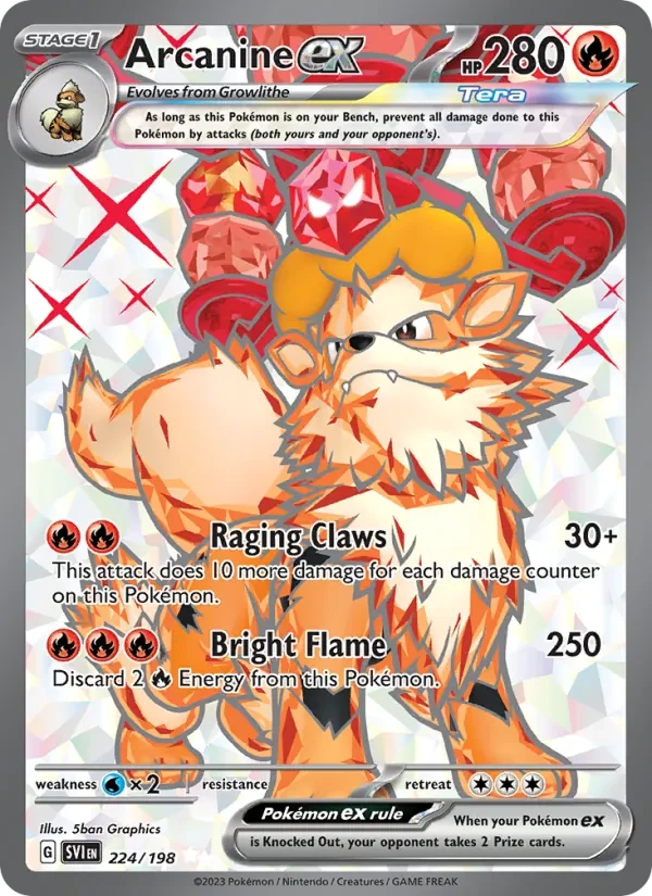 Arcanine ex 224/198 Scarlet & Violet Pokémon card