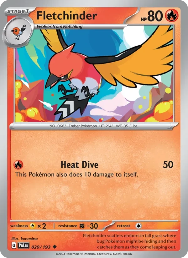 Fletchinder 029/193 Paldea Evolved Pokémon card