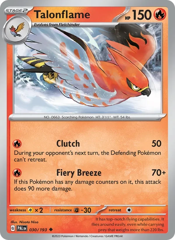 Talonflame 030/193 Paldea Evolved Pokémon card