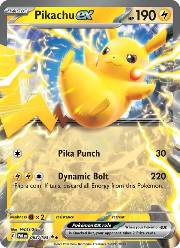 Pikachu ex 063/193 Paldea Evolved Pokémon Karte