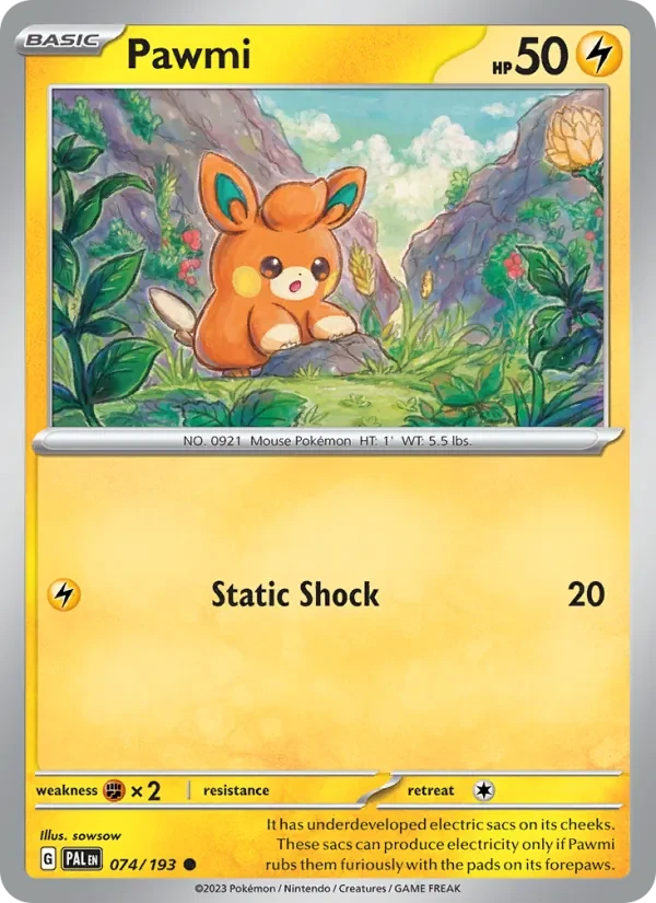 Pawmi 074/193 Paldea Evolved Pokémon card