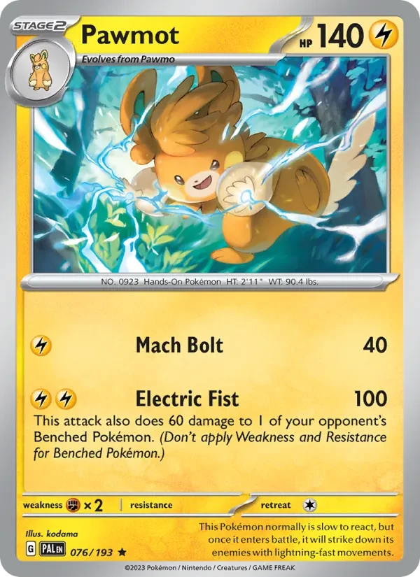 Pawmot 076/193 Paldea Evolved Pokémon card