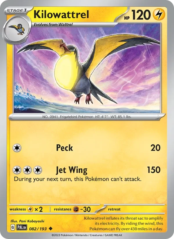 Kilowattrel 082/193 Paldea Evolved Pokémon Karte