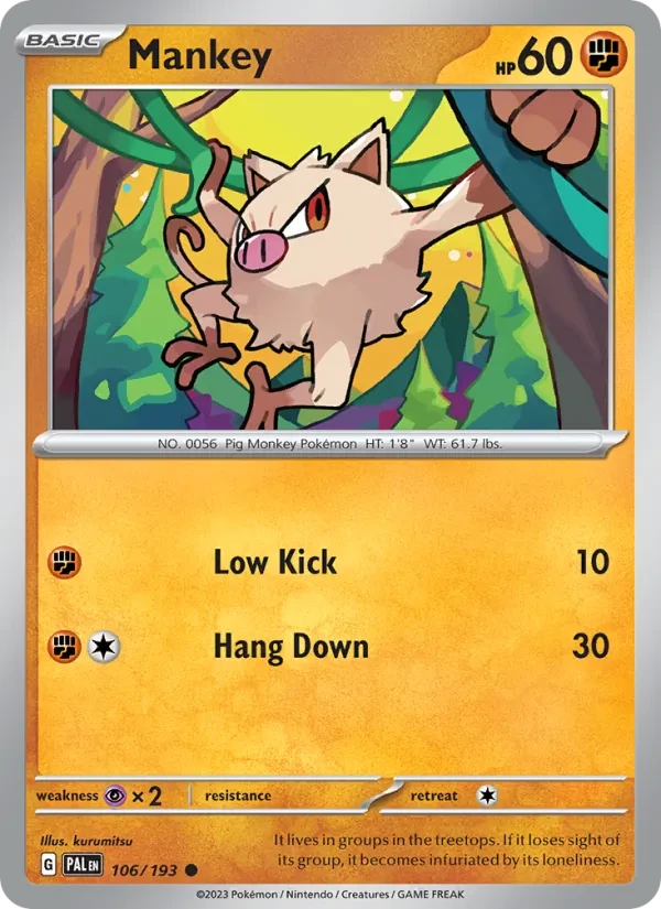 Mankey 106/193 Paldea Evolved Pokémon Karte