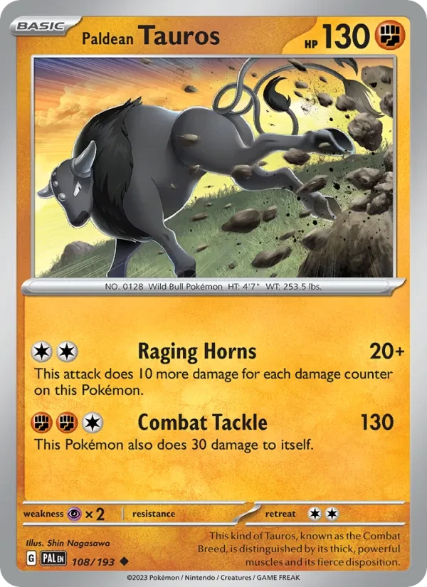Paldean Tauros 108/193 Paldea Evolved Pokémon card