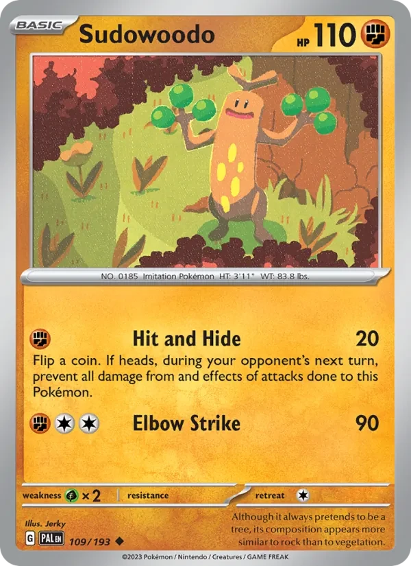 Sudowoodo 109/193 Paldea Evolved Pokémon card