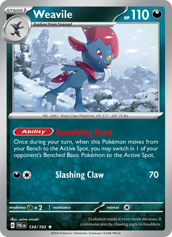 Weavile 134/193 Paldea Evolved Pokémon card