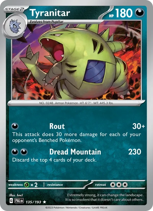 Tyranitar 135/193 Paldea Evolved Pokémon card