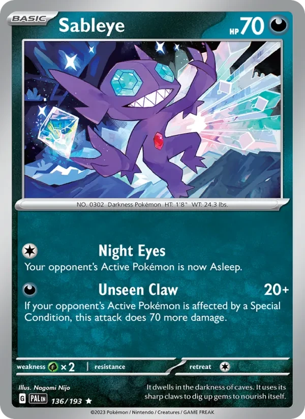 Sableye 136/193 Paldea Evolved Pokémon Karte