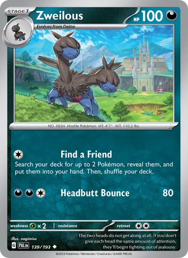 Zweilous 139/193 Paldea Evolved Pokémon card