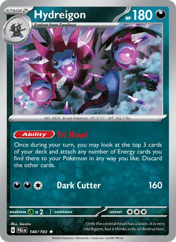 Hydreigon 140/193 Paldea Evolved Pokémon card