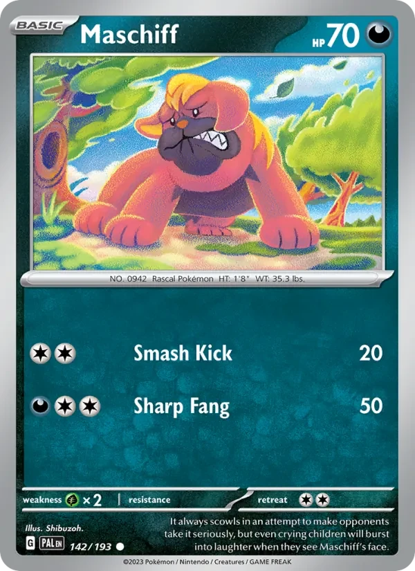 Carta Pokémon Maschiff 142/193 Paldea Evolved