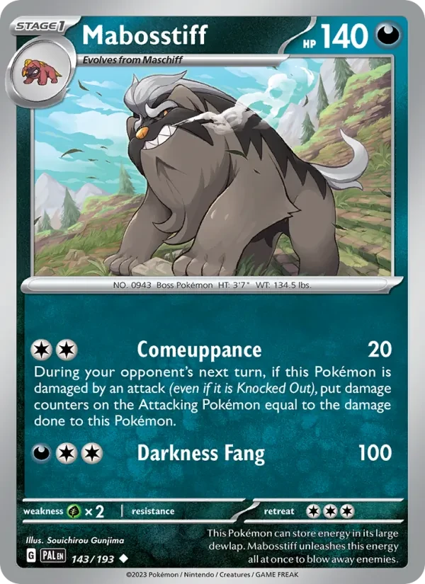 Mabosstiff 143/193 Paldea Evolved Pokémon Karte