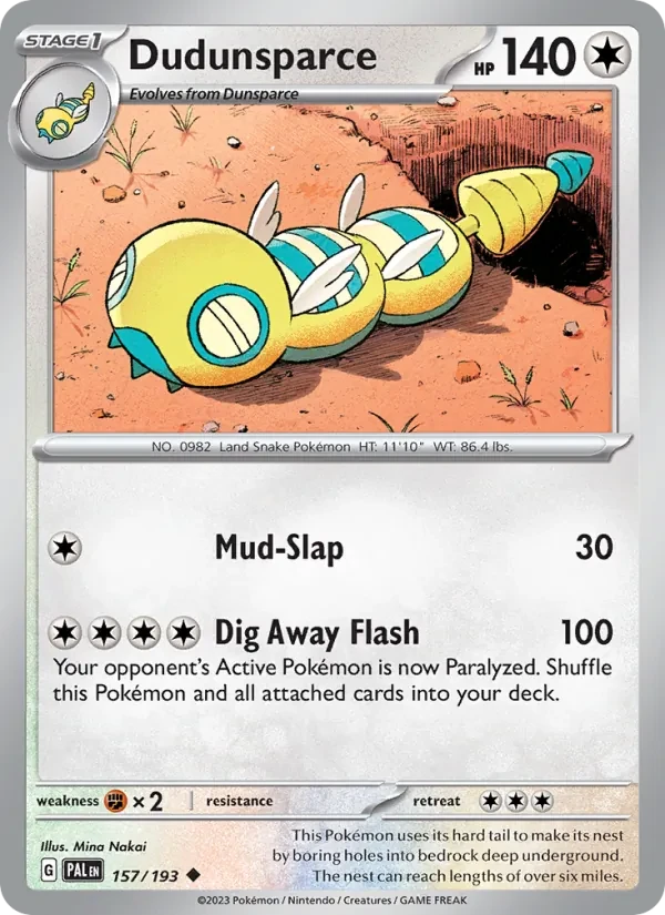 Dudunsparce 157/193 Paldea Evolved Pokémon card