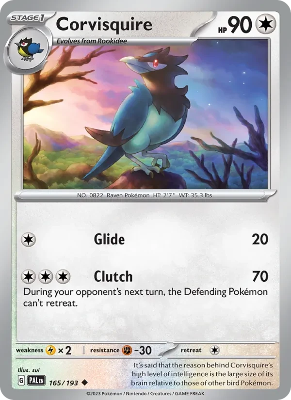 Corvisquire 165/193 Paldea Evolved Pokémon card