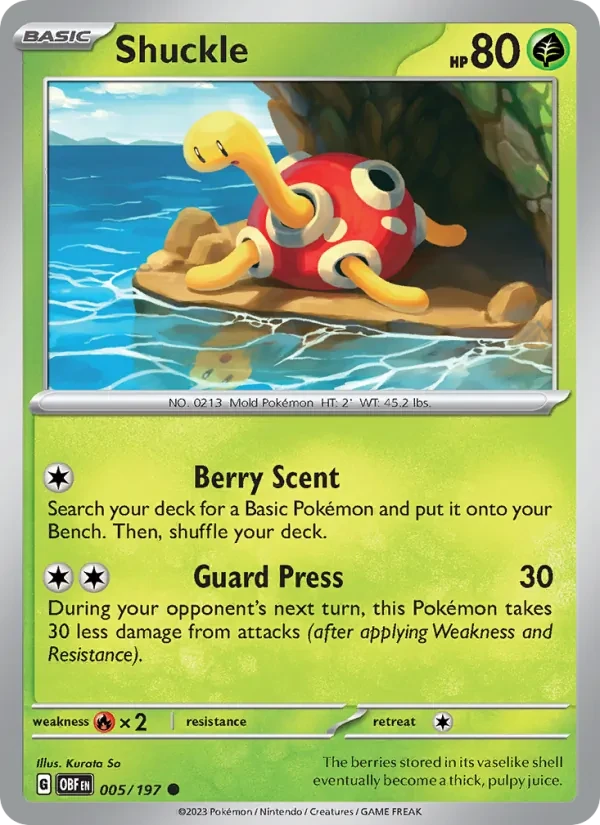 Shuckle 005/197 Obsidian Flames Pokémon card