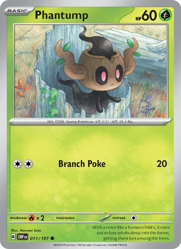 Phantump 011/197 Obsidian Flames Pokémon card
