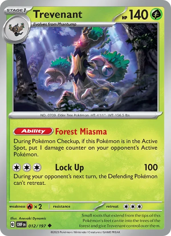 Trevenant 012/197 Obsidian Flames Pokémon card