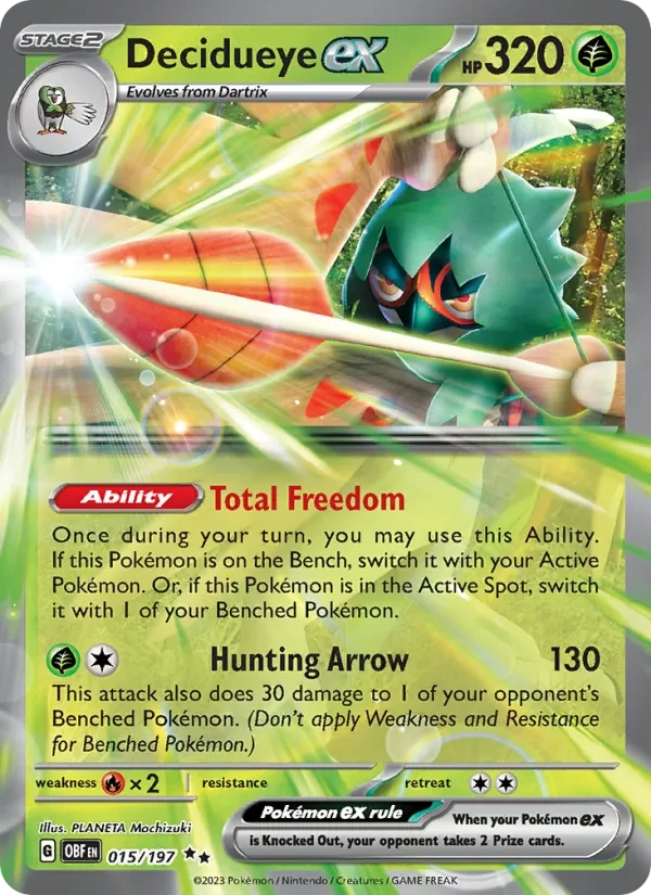 Decidueye ex 015/197 Obsidian Flames Pokémon card