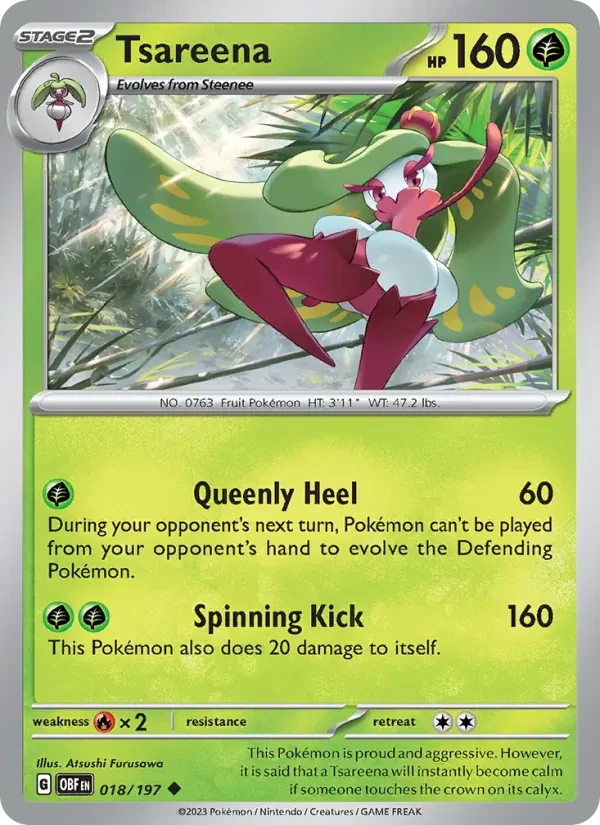 Tsareena 018/197 Obsidian Flames Pokémon card
