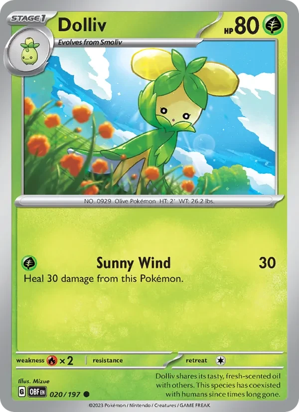 Dolliv 020/197 Obsidian Flames Pokémon card