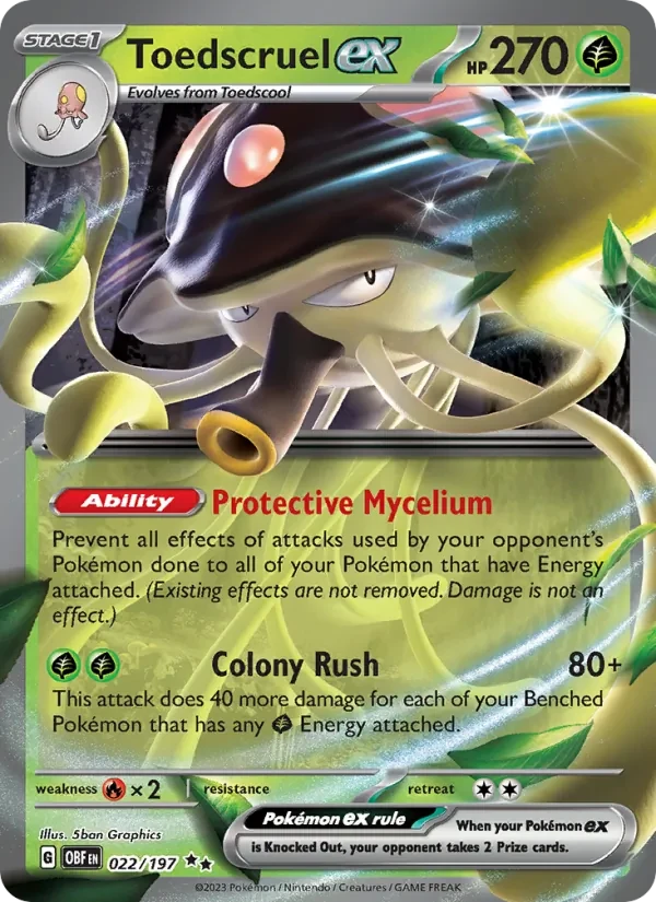Toedscruel ex 022/197 Obsidian Flames Pokémon card