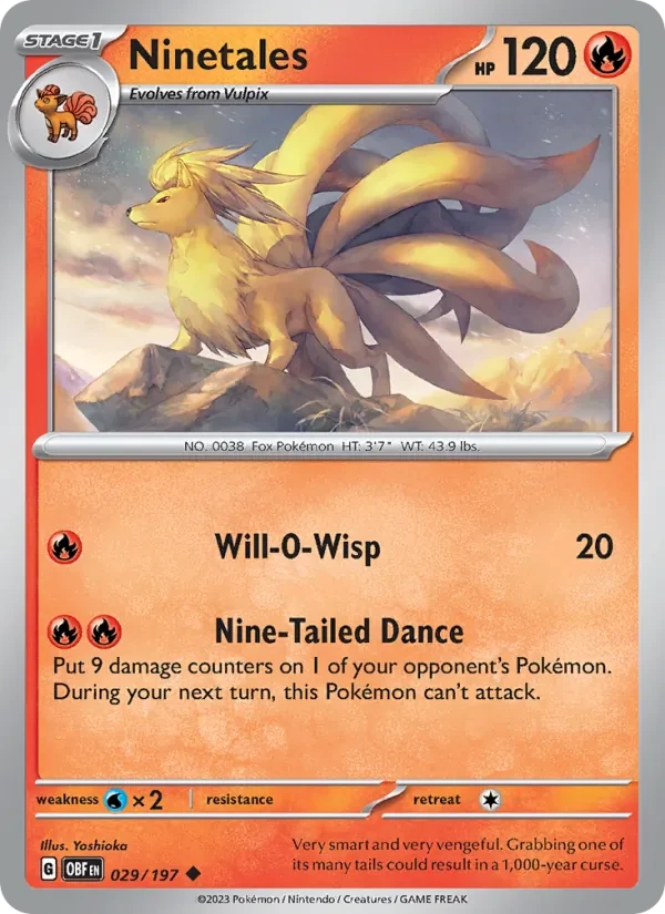 Ninetales 029/197 Obsidian Flames Pokémon card