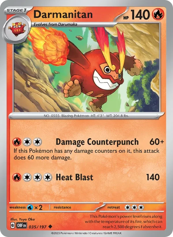 Darmanitan 035/197 Obsidian Flames Pokémon card
