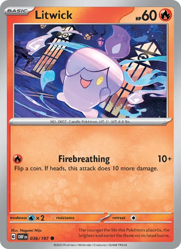 Litwick 036/197 Obsidian Flames Pokémon card