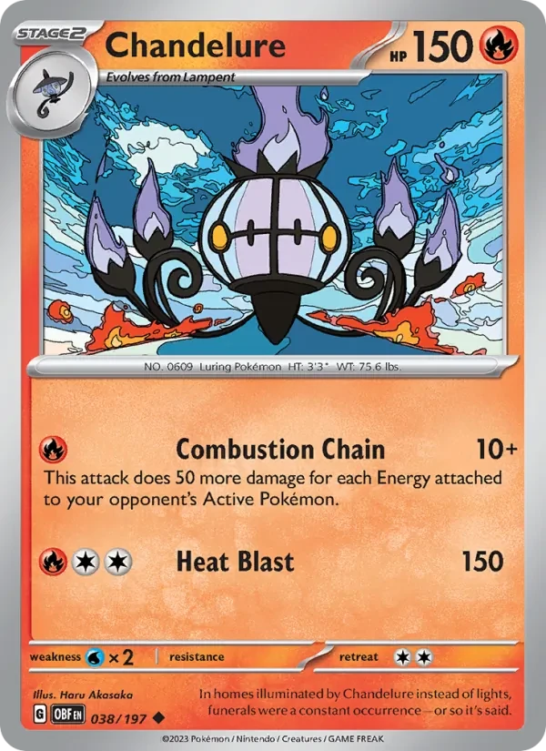 Chandelure 038/197 Obsidian Flames Pokémon card