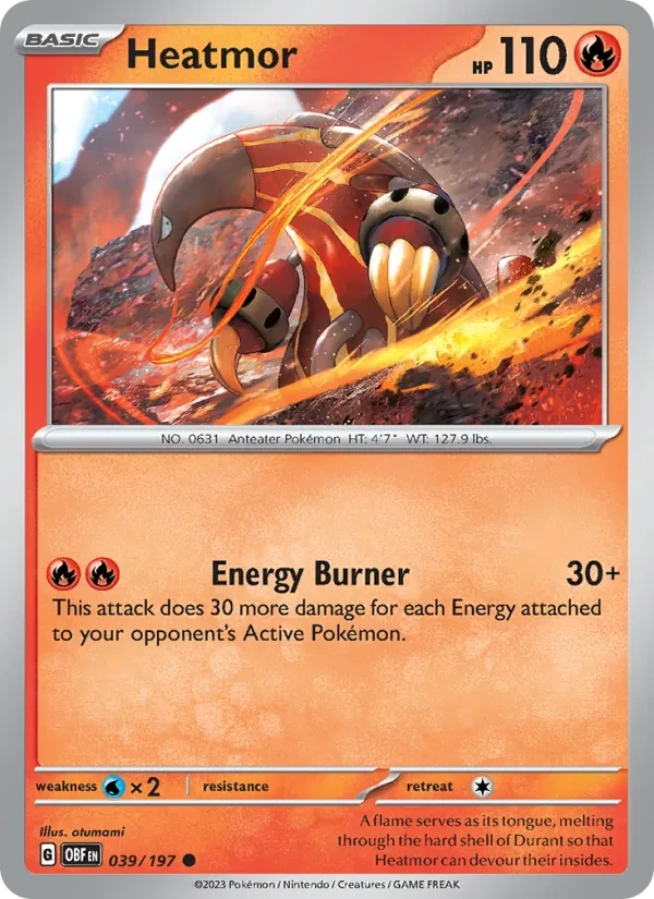 Heatmor 039/197 Obsidian Flames Pokémon card