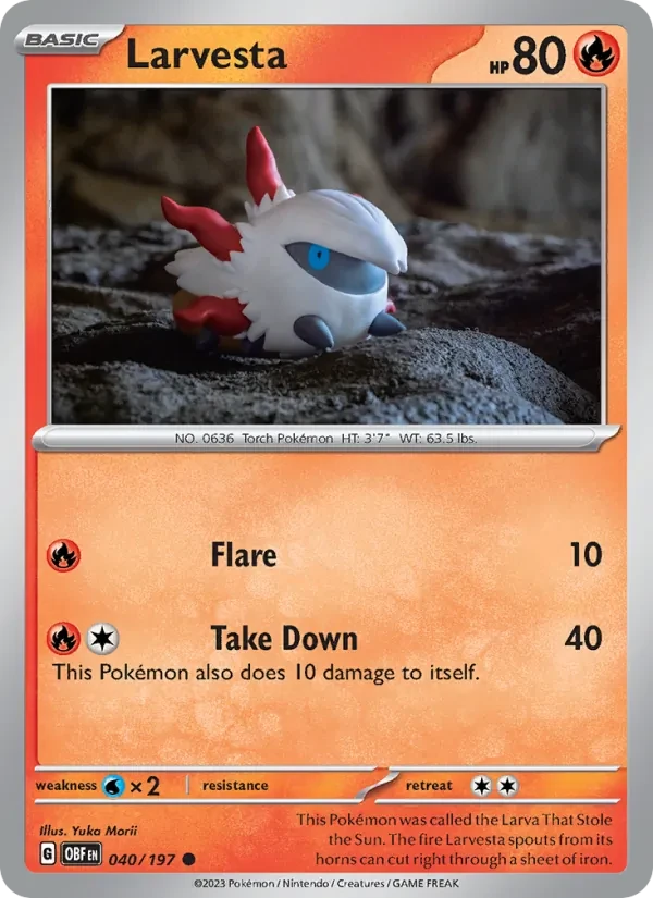 Larvesta 040/197 Obsidian Flames Pokémon card