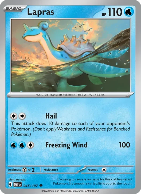 Lapras 045/197 Obsidian Flames Pokémon Karte