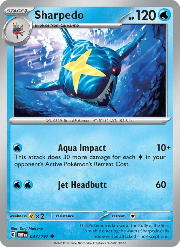 Sharpedo 047/197 Obsidian Flames Pokémon card