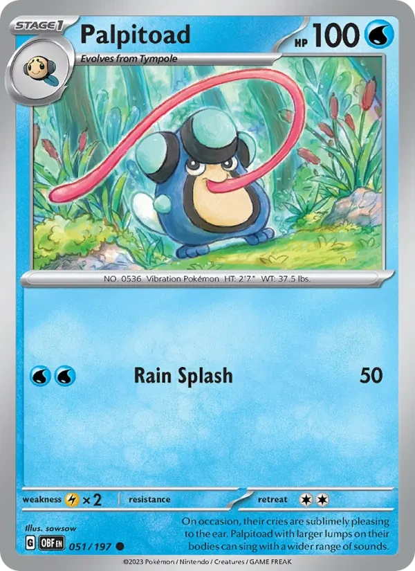 Palpitoad 051/197 Obsidian Flames Pokémon Karte