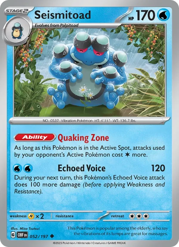 Seismitoad 052/197 Obsidian Flames Pokémon card