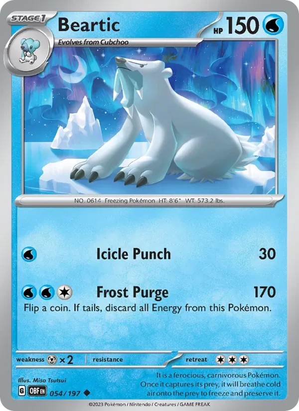Beartic 054/197 Obsidian Flames Pokémon card