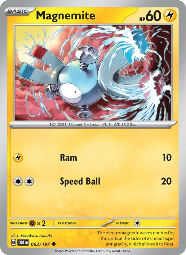 Magnemite 063/197 Obsidian Flames Pokémon card