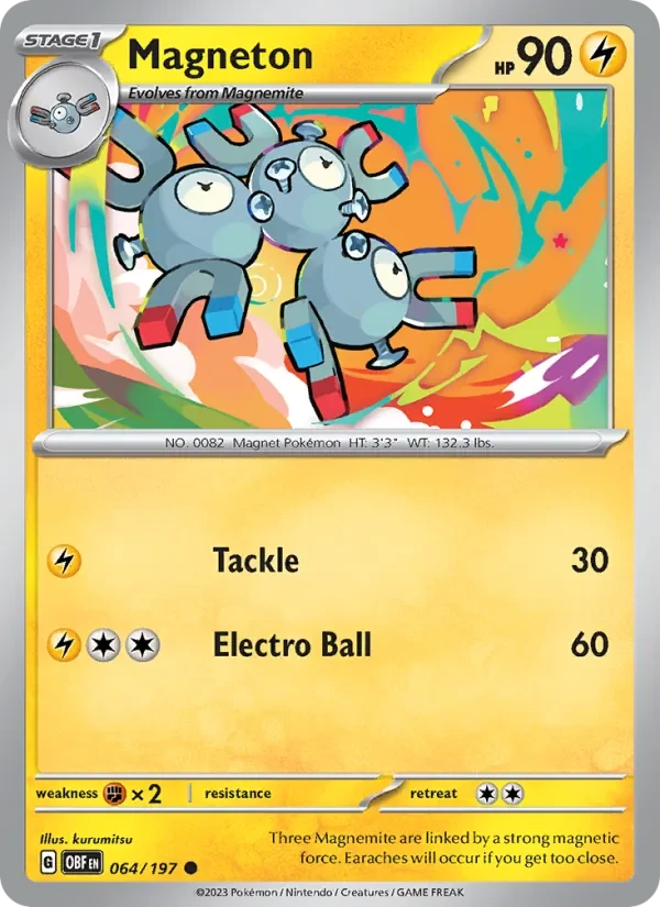 Magneton 064/197 Obsidian Flames Pokémon card