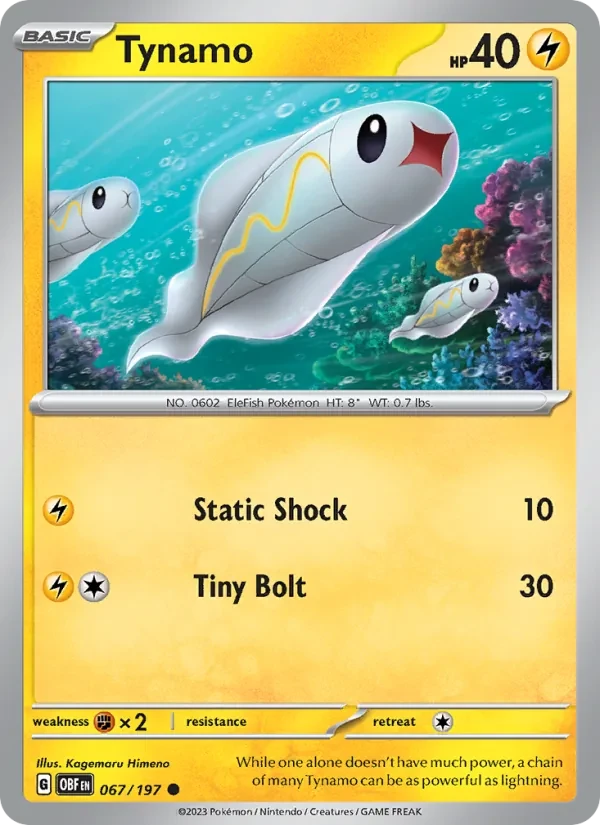Tynamo 067/197 Obsidian Flames Pokémon card