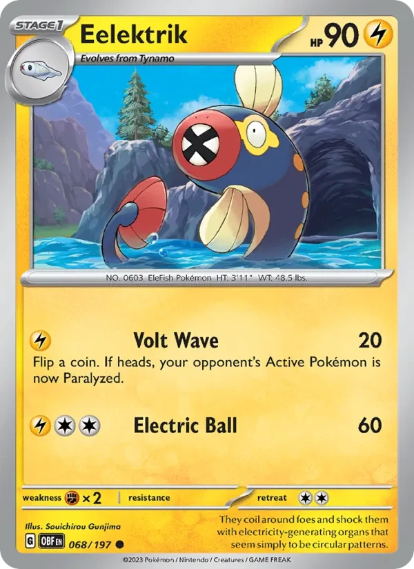 Eelektrik 068/197 Obsidian Flames Pokémon card