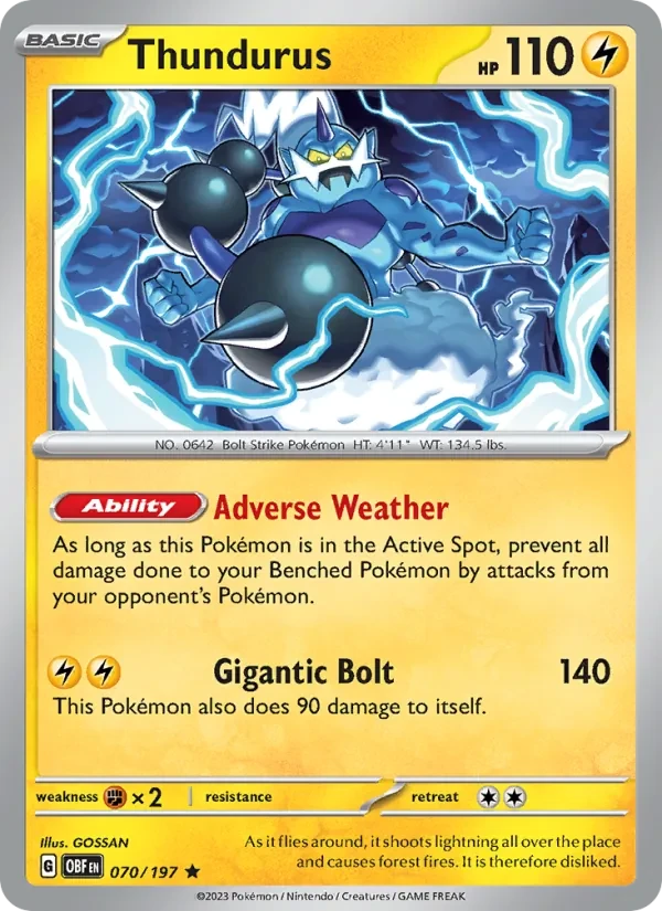 Thundurus 070/197 Obsidian Flames Pokémon card
