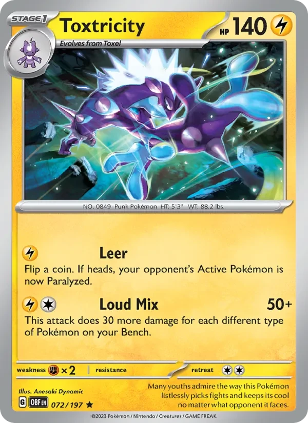 Toxtricity 072/197 Obsidian Flames Pokémon card
