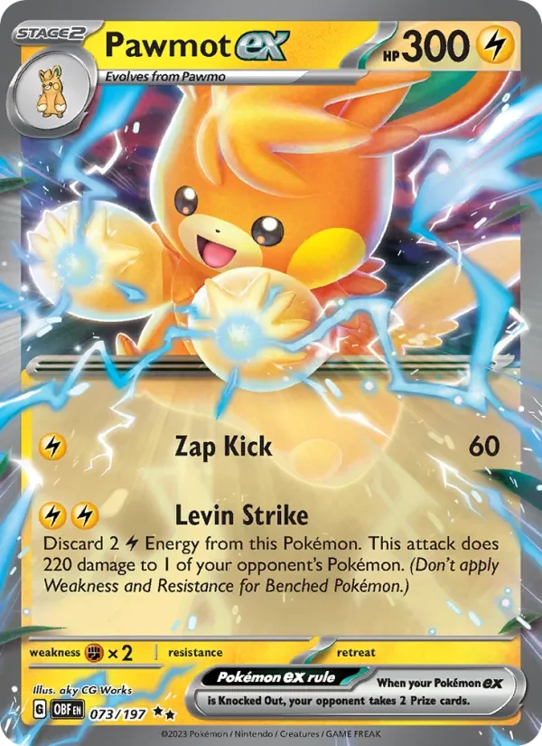 Pawmot ex 073/197 Obsidian Flames Pokémon card