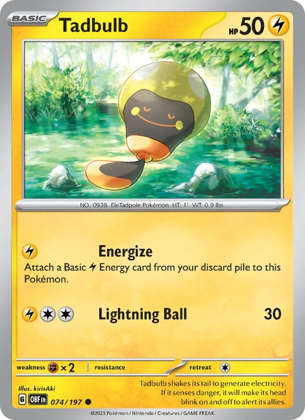Tadbulb 074/197 Obsidian Flames Pokémon card