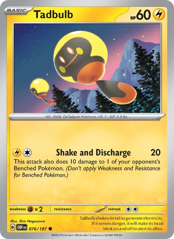 Tadbulb 076/197 Obsidian Flames Pokémon card