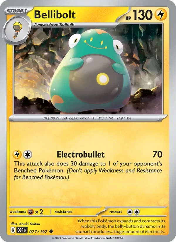 Bellibolt 077/197 Obsidian Flames Pokémon Karte
